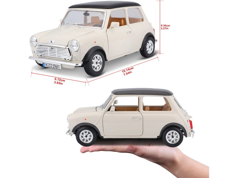 Bburago Mini Cooper 1969 1:18 krémová