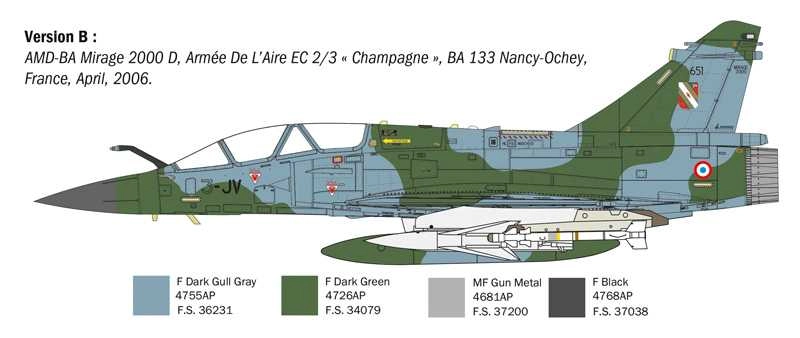 Italeri Dassault aviation Mirage 2000 B/d - French Armee De L'air - War Aircraft 1985 - Military Airplane 1:72 /