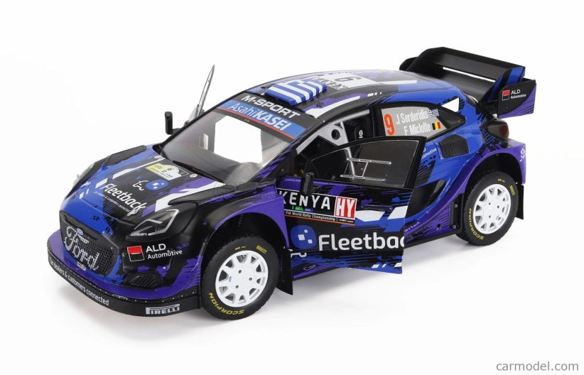 Solido Ford england Puma Rally1 Team M-sport Ford Wrt N 9 Rally Safari Kenya 2022 Jourdan Serderidis - Frederic Miclotte 1:18 Purple Black Blue
