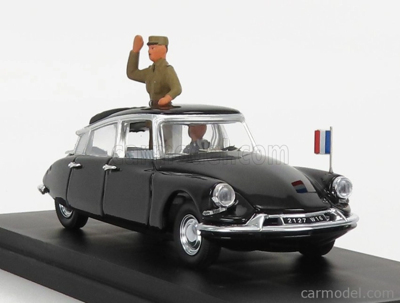 Rio-models Citroen Ds19 Cabriolet With General De Gaulle And Driver Figure 1960 1:43 Black