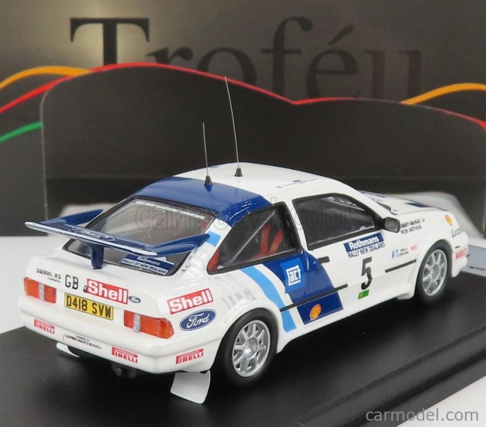 Trofeu Ford england Sierra Rs Cosworth N 5 Rally Nový Zéland 1989 J.mcrae - R.arthur 1:43 Biela Modrá