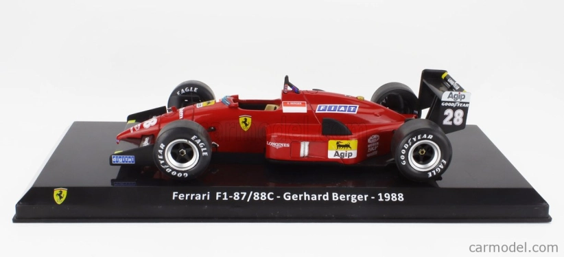 Edicola Ferrari F1  87/88c N 28 Season 1988 Gerard Berger - Con Vetrina - With Showcase 1:24 Červená Černá