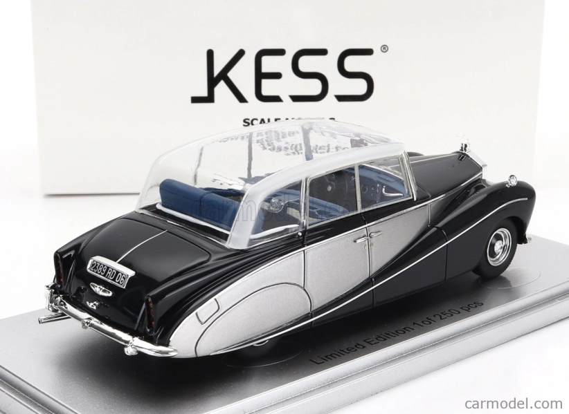 Kess-model Rolls royce Silver Wraith Perspex Top Saloon 1956 - Ex Nubar Gulbenkian 1:43 Modrá Stříbrná