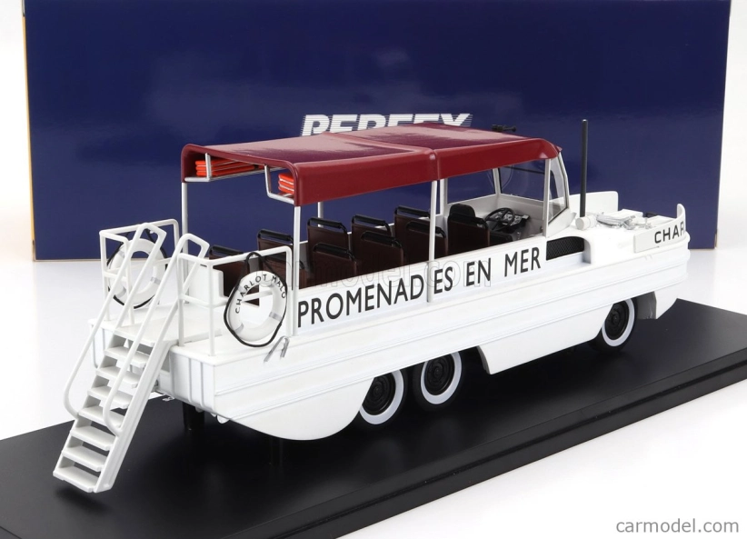 Perfex GMC Dukw Cckw 353 Charlot Truck Boat Promenades En Mer Anfibio Gommato 3-assi 1965 1:43 Bílá Červená