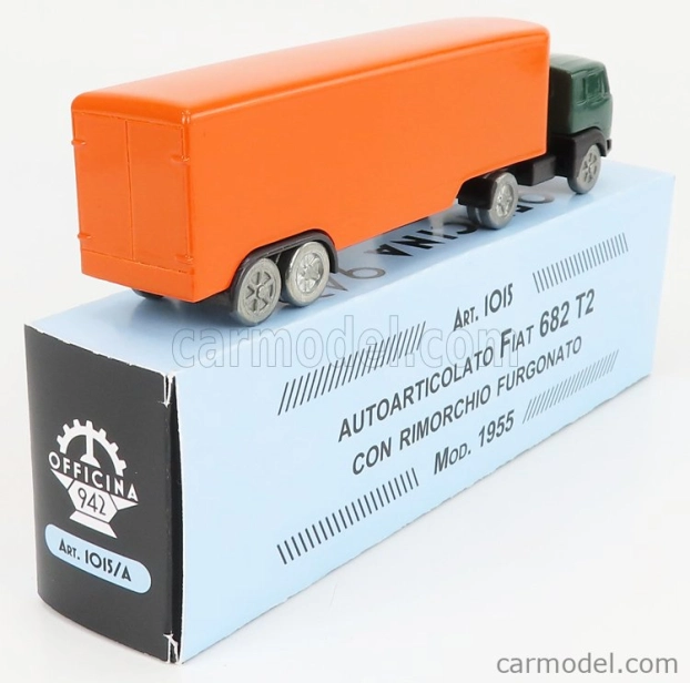 Officina-942 Fiat 682 T2 Truck Semirimorchio Furgonato 1955 1:76 Zelená oranžová