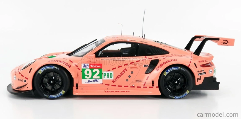 Ixo-models Porsche 911 991 Rsr Team Porsche Gt N 92 Winner Lmgte Pro Pink Pig Tribute 24h Le Mans 2018 M.christensen - K.estre - L.vanthoor 1:18 Pink