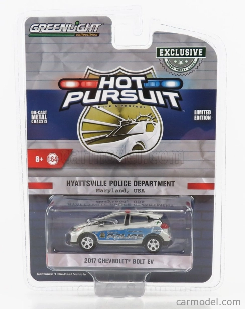 Greenlight Chevrolet Bolt Maryland Police Department 2017 1:64 Stříbrná Modrá