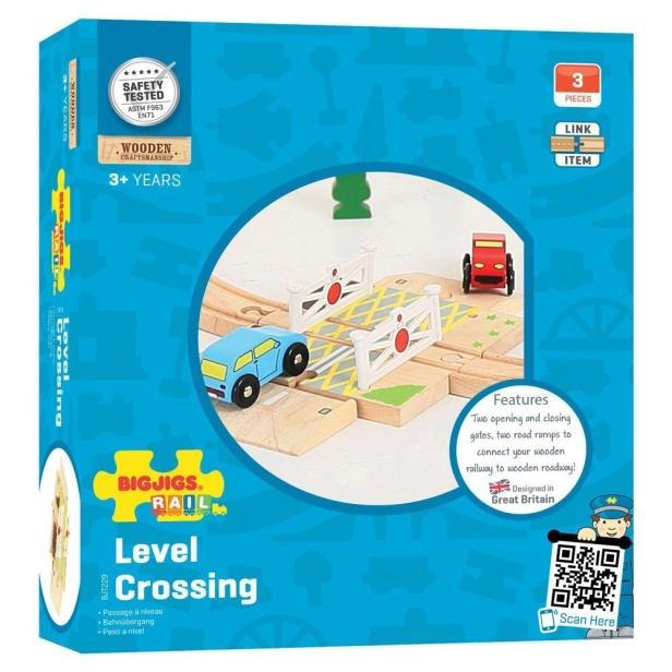 Bigjigs Rail Dřevěné autodráhy železniční přejezd s brankami - poškozený obal