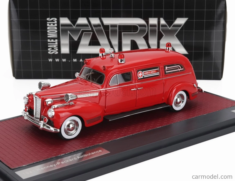 Modely v mierke Matrix Packard Henney Ambulance 1941 1:43 Červená