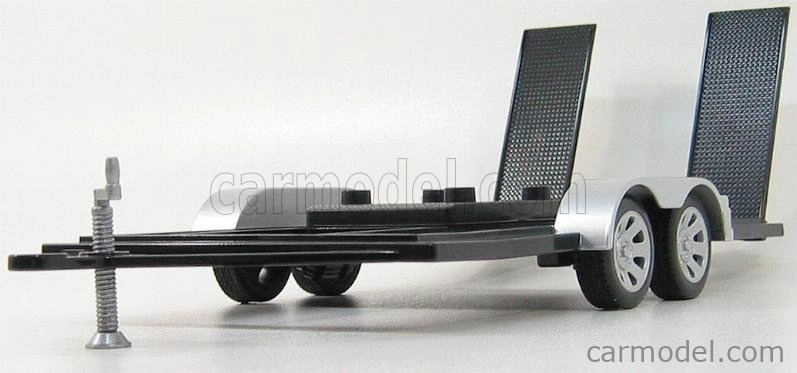 Motor-max Accessories Carrello Trasporto Auto 2-assi - Car Transporter Trailer 1:18 Černá Stříbrná
