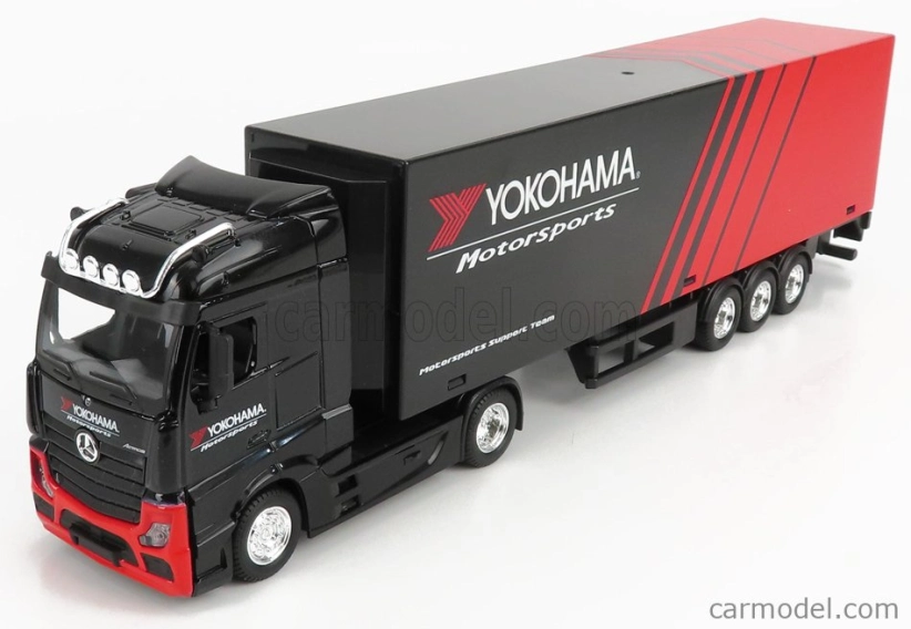 Bburago Mercedes Benz Actros 2 Gigaspace Truck Yokohama Tires 2016 1:43 čierno-červená