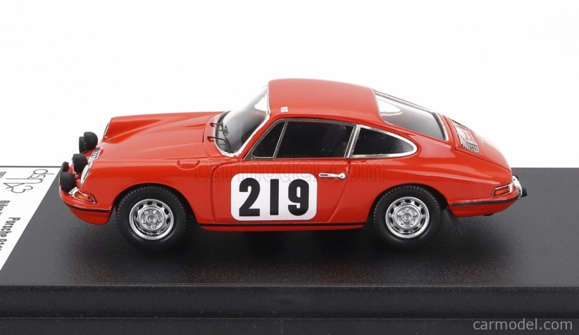 Trofeu Porsche 911t Coupe N 219 10th Rally Montecarlo 1968 Bjorn Waldegaard - Lars Helmer 1:43 Orange