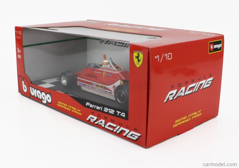 Bburago Ferrari F1  312t4 N 11 Winner Gp Monza Jody Scheckter (with Pilot Figure) 1979 World Champion 1:18 Red