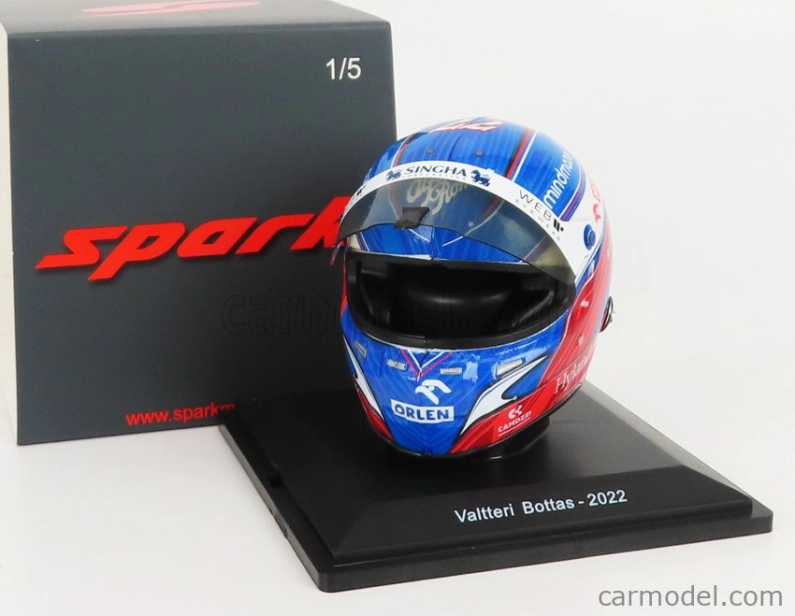 Spark-model Bell helmet F1  Casco Helmet Alfa Romeo C42 Team Orlen Racing N 77 Season 2022 Valtteri Bottas 1:5 Modrá Bílá Červená