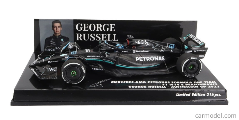 Minichamps Mercedes gp F1 W14 Team Mercedes-amg Petronas Formula One N 63 Australian Gp 2023 George Russell 1:43 Matt Black