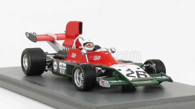 Spark-model Iso rivolta F1 Ir N 26 Canada Gp 1973 T.schenker 1:43 Červená Zelená Bílá