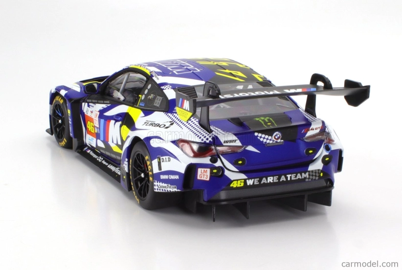 Minichamps BMW 4-series M4 Gt3 Team Wrt N 46 24h Le Mans 2024 Valentino Rossi - Maxime Martin - Ahmad Al Harthy 1:18 Modrá Bílá Černá