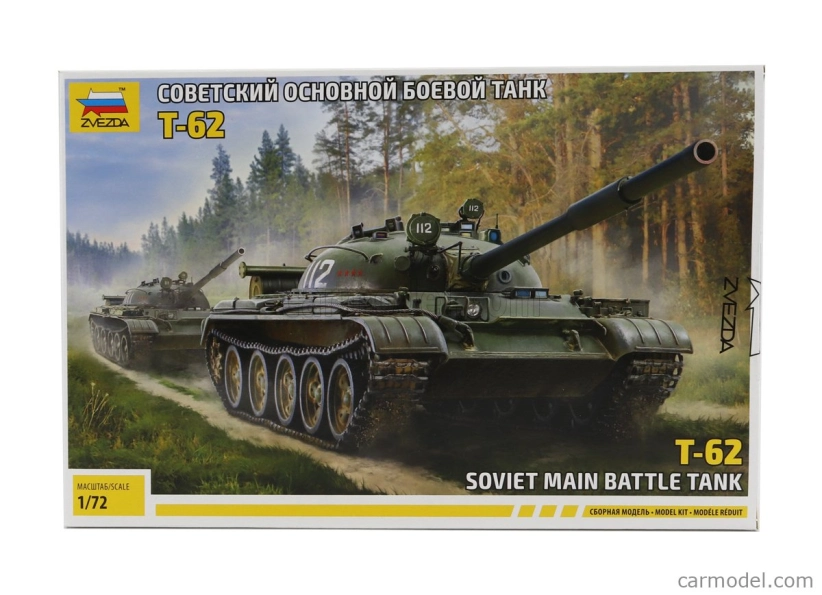 Zvezda Tank T-62 Soviet Main Battle Tank Military 1974 1:72 /