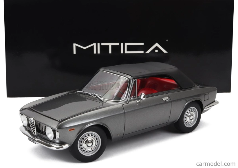 Mitica Alfa romeo Giulia 1600 Gtc Cabriolet uzavretý 1964 - interiér červená 1:18 Grigio Met - sivá