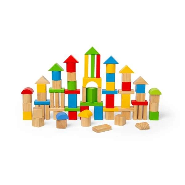 Bigjigs Toys Prvé drevené bloky a skladačka v bubne