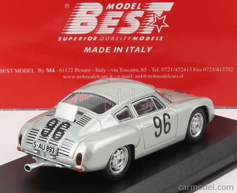 Best-model Porsche 356 Carrera Abarth N 96 Targa Florio 1961 Linge - Von Hanstein 1:43 Silver