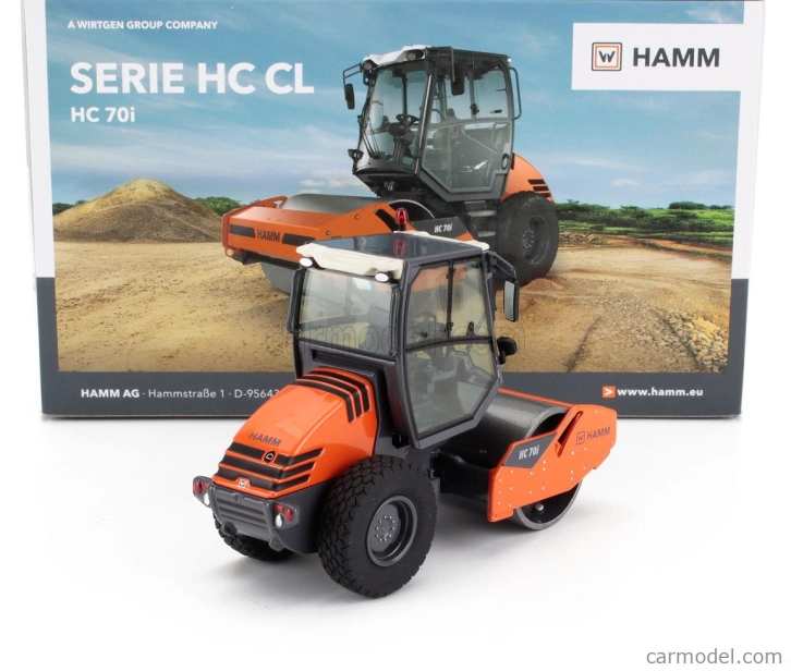 Nzg Hamm Hc70i Rullo Vibrante Bitamburo Liscio - Schiacciasassi - Stone Crusher Roll 1:50 Grey Orange