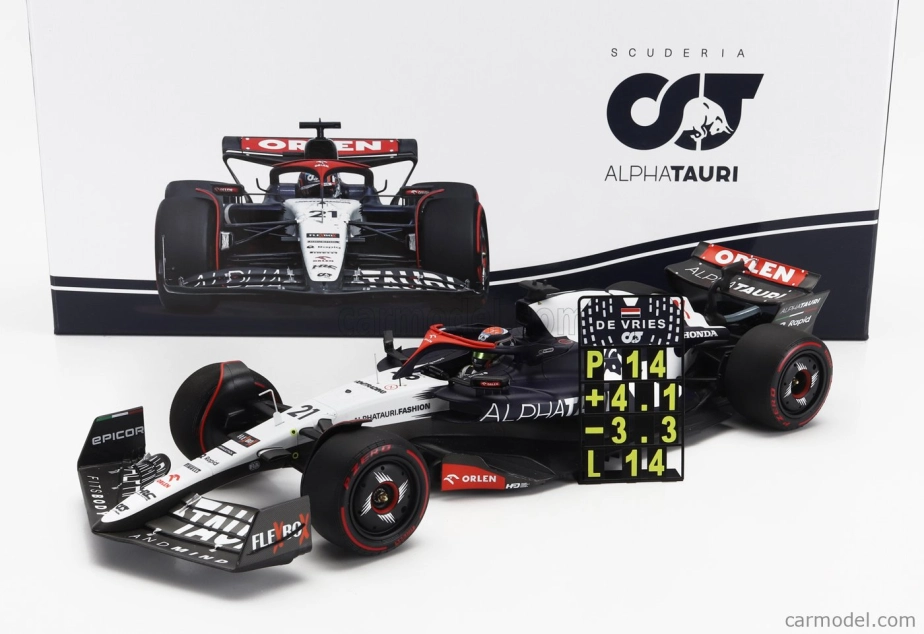 Minichamps Alpha tauri F1 At04 Team Alpha Tauri N 21 Silverstone British Gp 2023 Nyck De Vries 1:18 Modrá biela