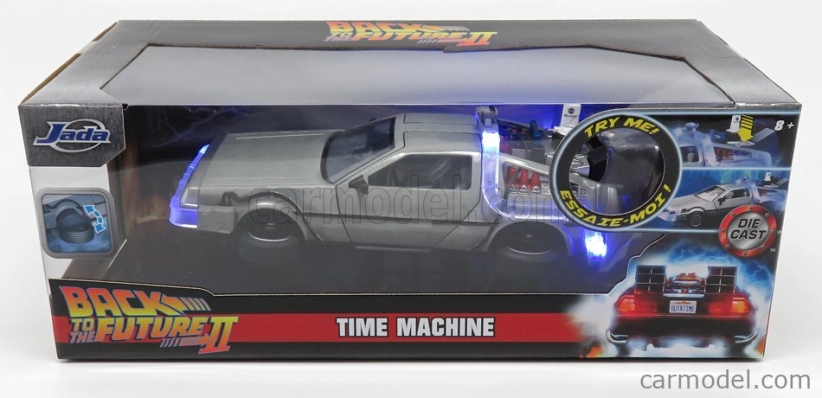Jada De lorean Time Machine - Back To The Future 2 - Ritorno Al Futuro 2 - With Hoover Mode And Lights 1:24 Silver