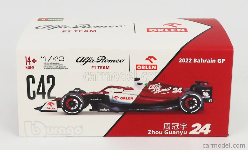 Bburago Alfa romeo F1 C42 Team Orlen Racing N 24 1:43, červená