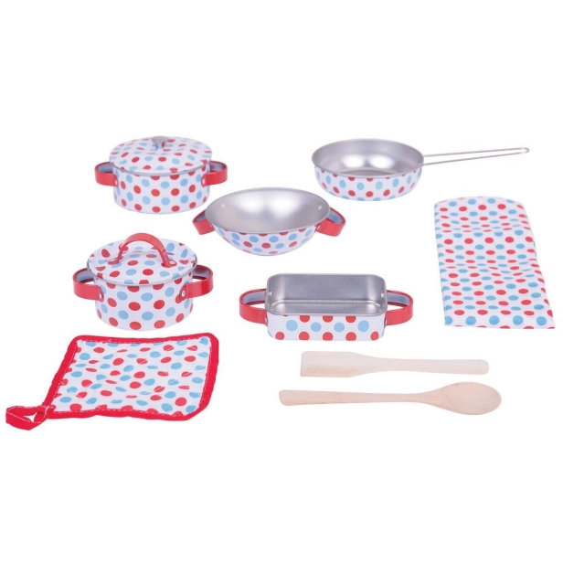 Bigjigs Toys Sada nádobí s puntiky