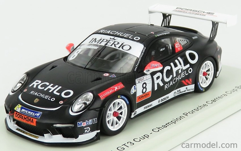 Spark-model Porsche 911 991 Gt3 Cup N 8 Champion Porsche Carrera Cup Brazil 2018 W.neugebauer 1:43 Black
