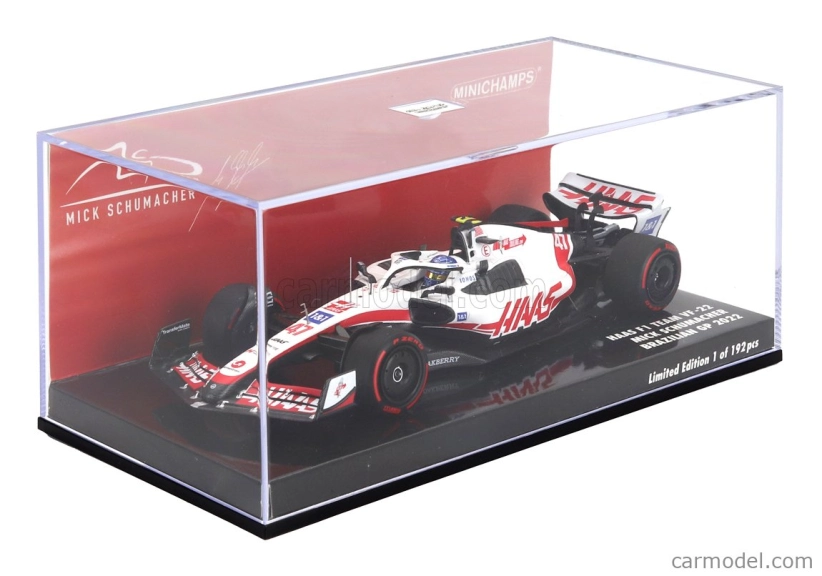 Minichamps Haas F1 Vf-22 Team Haas N 47 Brazilian Gp 2022 Mick Schumacher 1:43 Bílá Černá Červená