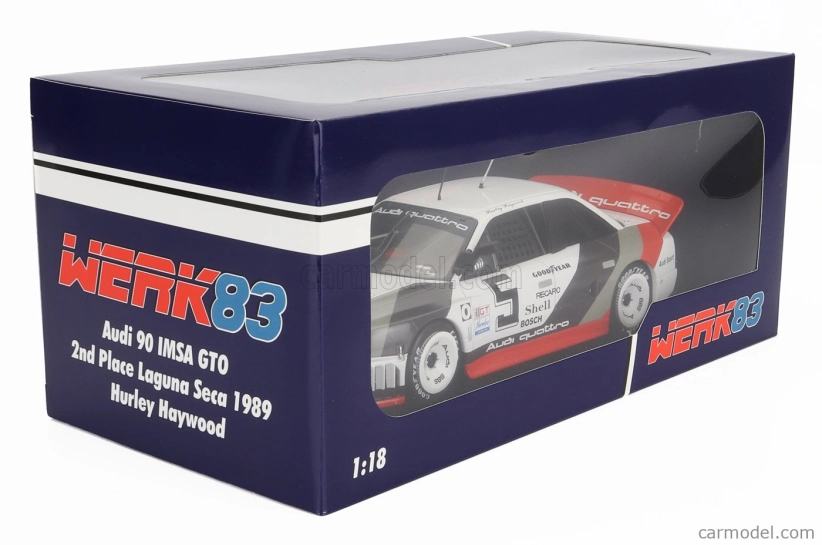 Werk83 Audi 90 Quattro Imsa Gto Team Audi Sport N 5 2. Laguna Imsa 1989 Hurley Haywood 1:18 Bielo-šedo-červená
