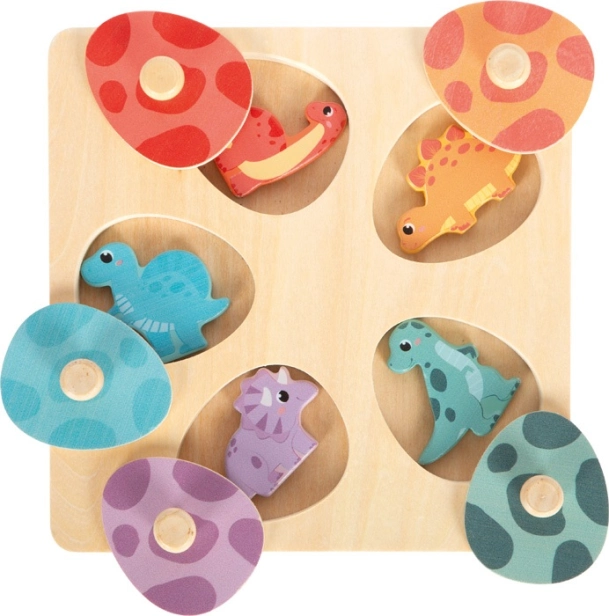 malá noha Drevené pamäťové puzzle Dino