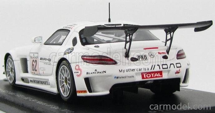 Iskrový model Mercedes benz Sls Amg Gt3 Team Fortec Motorsport N 62 24h Spa 2013 O.webb - K.wendlinger - A.brundle 1:43 White