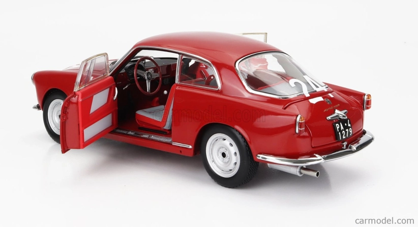 Kyosho Alfa romeo Giulietta Sv Sprint Veloce N 24 Targa Florio 1958 N.todaro - R.barbato 1:18 Red