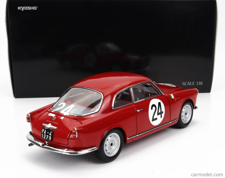Kyosho Alfa romeo Giulietta Sv Sprint Veloce N 24 Targa Florio 1958 N.todaro - R.barbato 1:18 Red