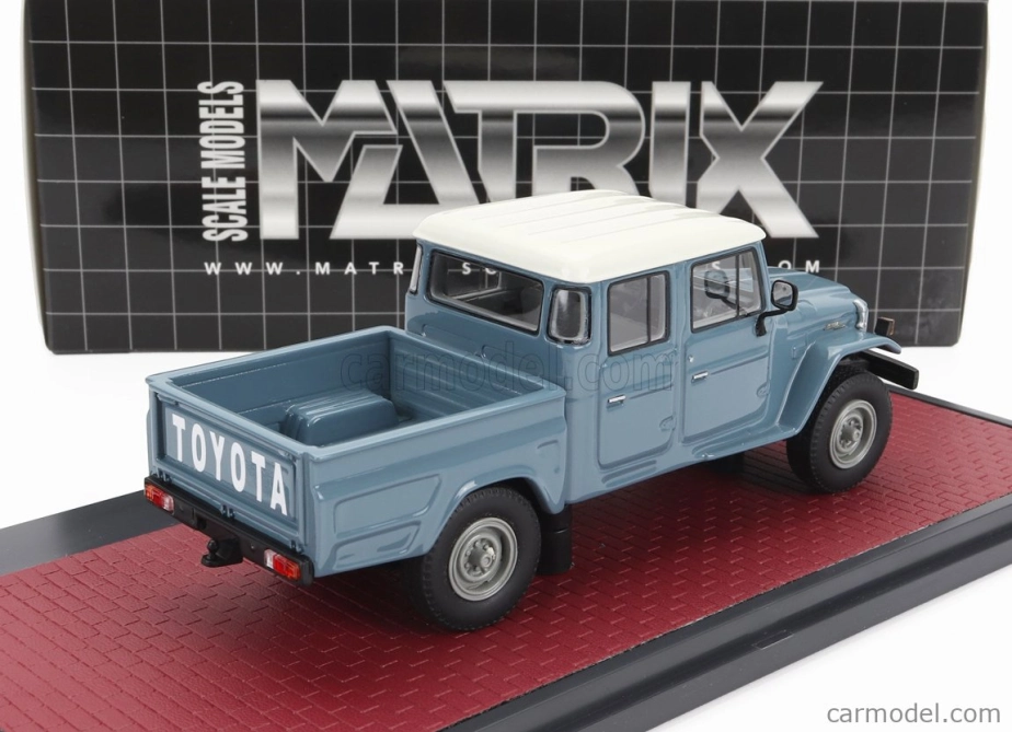 Matrix modely v mierke 1:43 Toyota Hj45 Land Cruiser Crew Cab Pick-up 1979 Modrá Sivá Biela