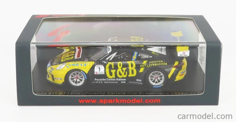 Spark-model Porsche 911 991-2 Gt3 Cup N 11 Porsche Carrera Cup Scandinavia Champion 2020 L.sundahl 1:43 Black Yellow