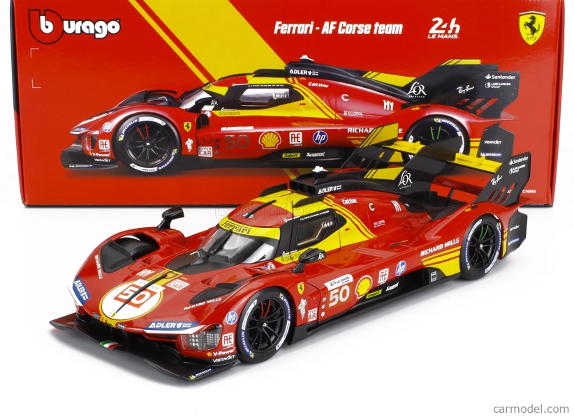 Bburago Ferrari 499p 3.0l Turbo V6 Team Ferrari Af Corse N 50 Winner 24h Le Mans 2024 Antonio Fuoco – Miguel Molina – Nicklas Nielsen 1:18 Red