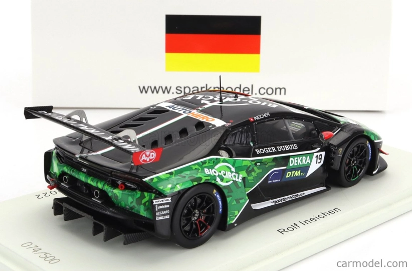 Spark-model Lamborghini Huracan Gt3 Evo N 19 Grt Dtm 2022 Rolf Ineichen 1:43 Černá Zelená