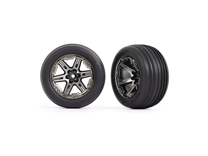 Traxxas koleso 2.8", disk RXT načierno chrómovaný, pneu Ribbed (2) (predné)