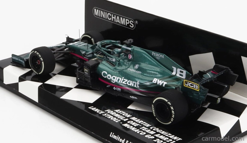 Minichamps Aston martin F1 Amr21 Mercedes M12 Eq Power+ Team Cognizant Formula One N 18 Monaco Gp 2021 Lance Stroll 1:43 Green