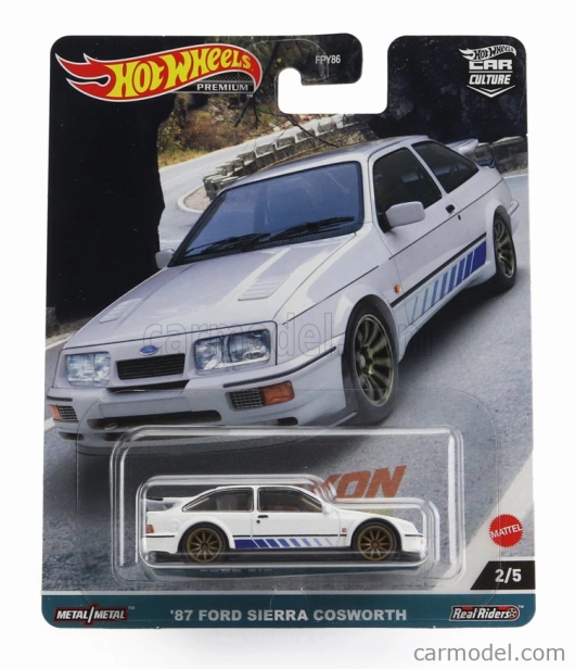 Mattel hot wheels Ford england Sierra Rs Cosworth 1987 1:64 Biela Modrá