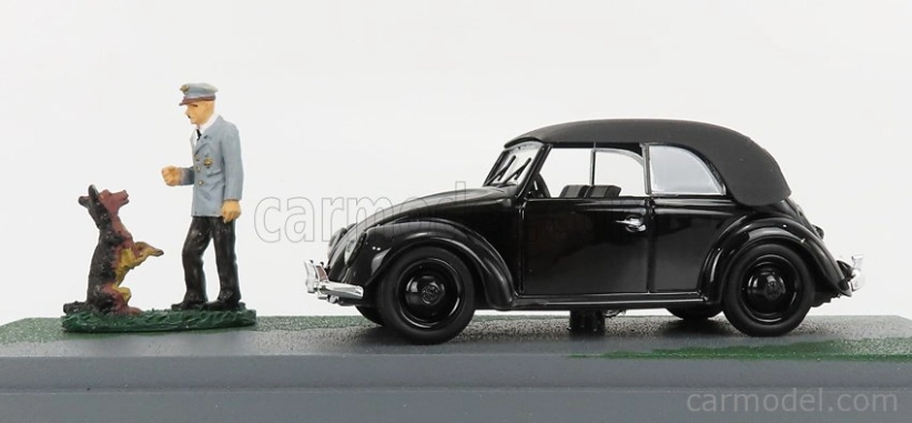 Rio-models Volkswagen Beetle Maggiolino Cabriolet Closed Nido Dell'aquila - Eagle's Nest 1938 - Hitler And Blondie Dog 1:43 Black