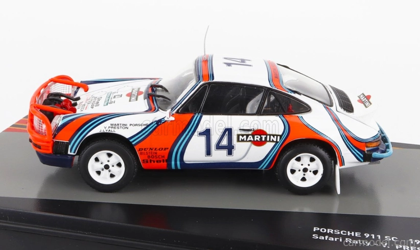 Edicola Porsche 911 Sc 3.0 Coupe Martini Racing (nočná verzia) N 14 2nd Rally East African Safari 1978 Vic Preston Jr. - John Lyall 1:43 Biela červená modrá