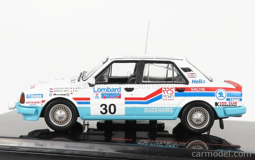 Ixo-models Škoda 130l N 30 Rally Rac Lombard 1987 L.Krecek - B.Moti 1:43, bílá