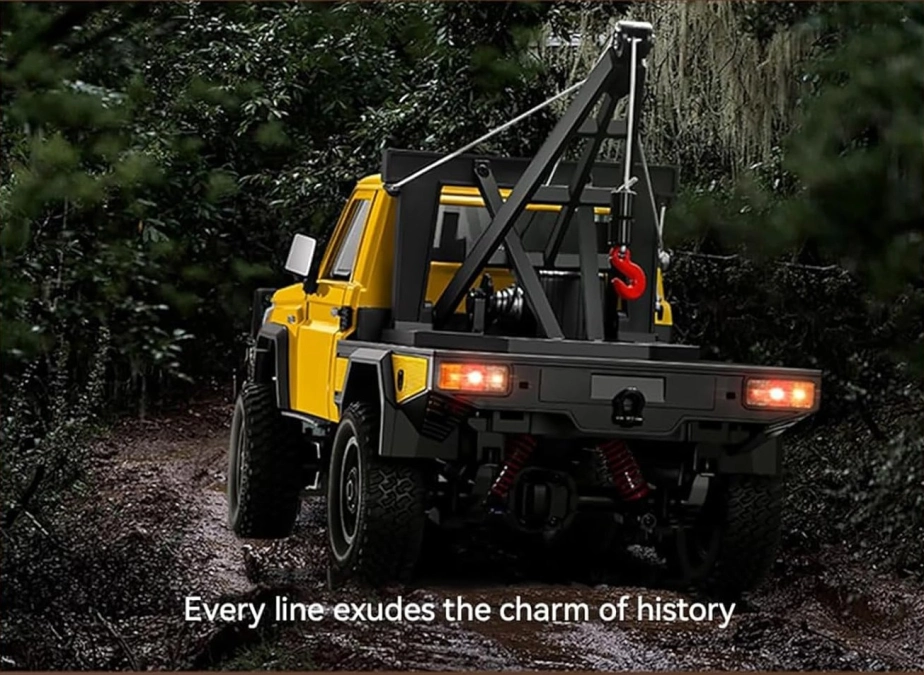RC auto Toyota Land Cruiser s navijakom, žlté + náhradná batéria