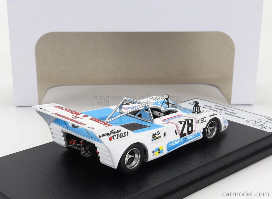 Trofeu Lola T294 1994cc S4 Team Societe Racing Organisation Course N 28 24h Le Mans 1975 Francois Servanin - Jacques Henry - Albert Dufrene 1:43 Bílá Světle Modrá