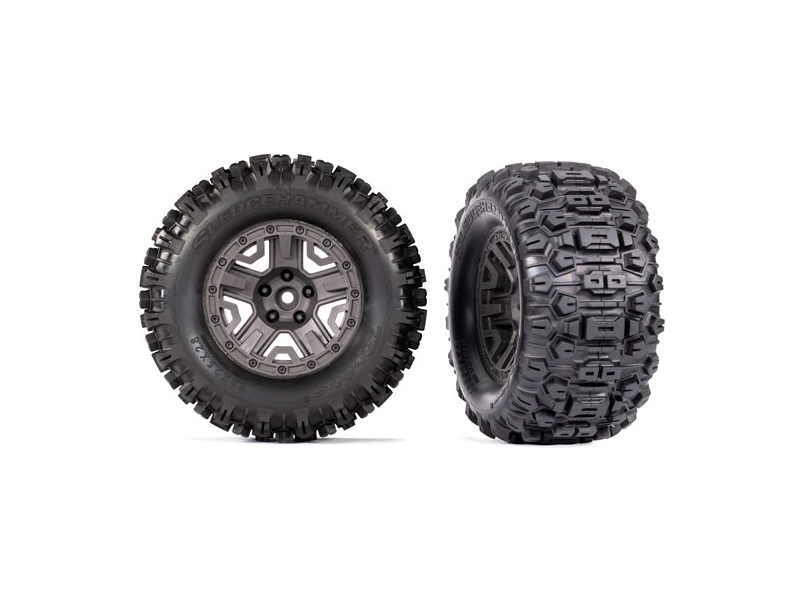 Kolesá Traxxas 2,8", hranatý sivý disk, pneumatiky Sledgehammer (2)
